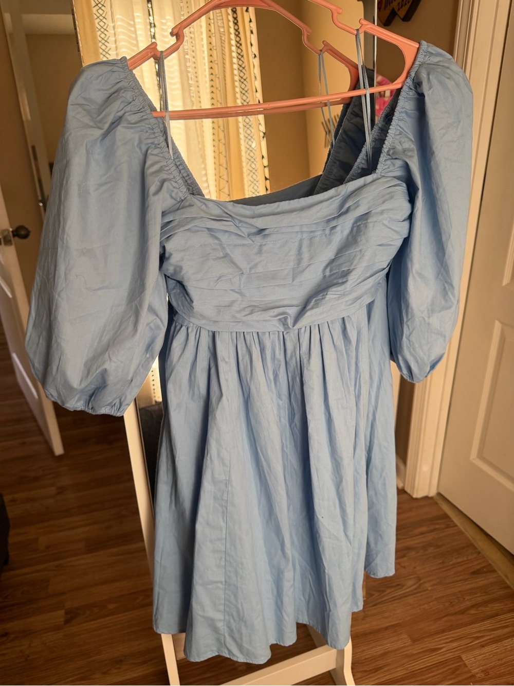Abercrombie & Fitch Powder Blue Puff-Sleeve Mini Dress